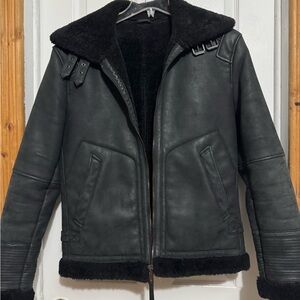 Black Shearling Leather Jacket